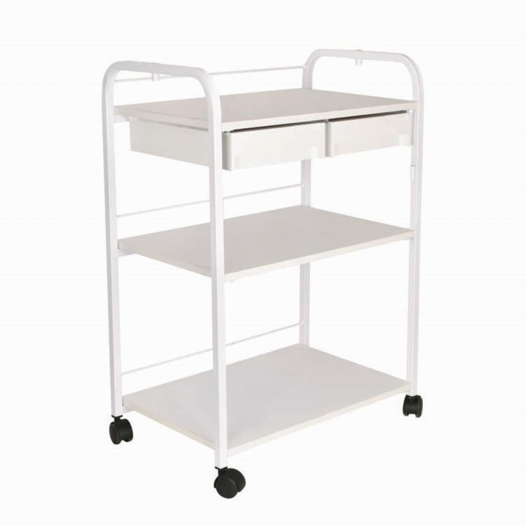 עגלה עם שלוש מדפים ושני מגירות